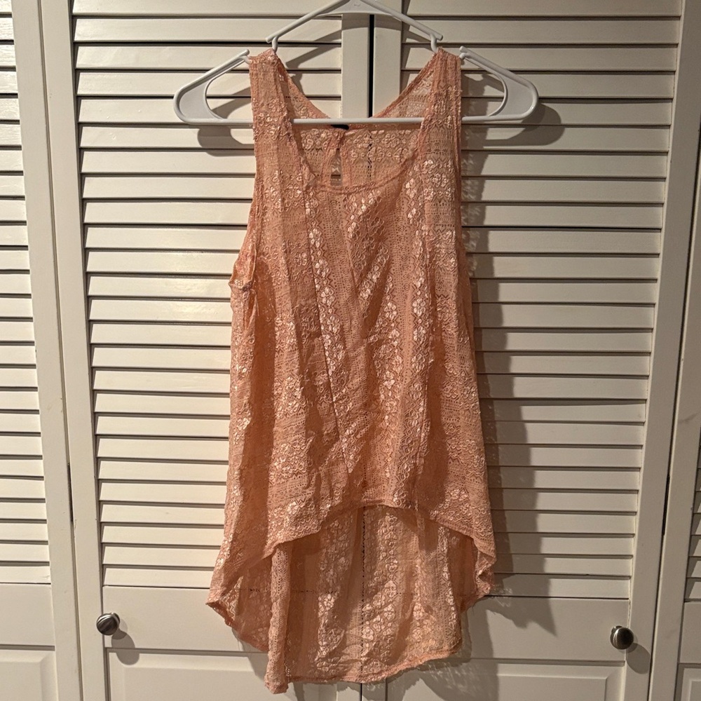 Peach Lace Sleeveless Top
